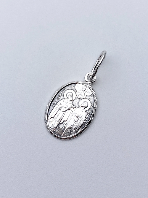 Образок из серебра/Чернение/С подвижным ухом/Петр и Феврония