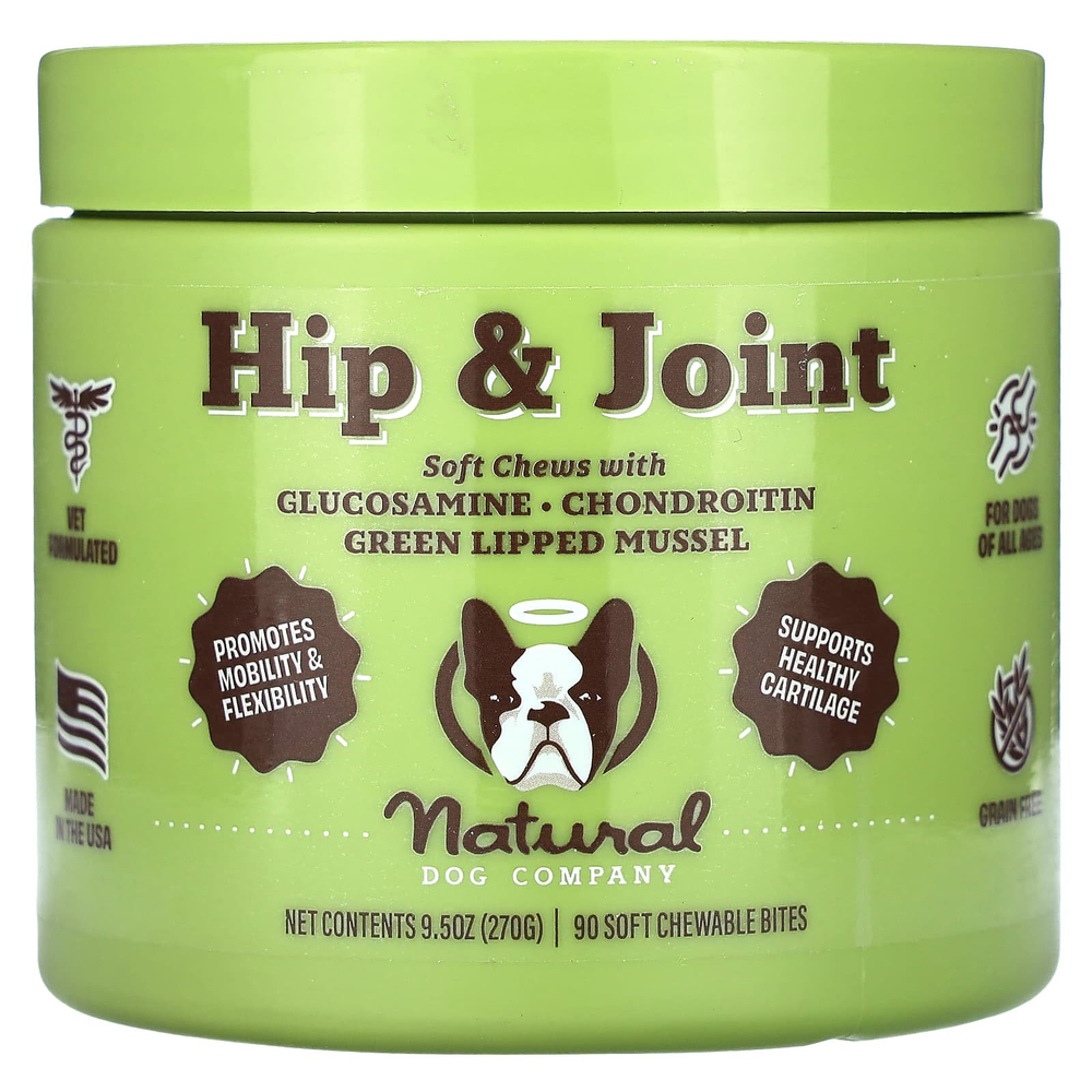 Natural Dog Company, добавка для бедер и суставов, для собак всех возрастов, 90 мягких жевательных таблеток, 270 г (9,5 унции)
