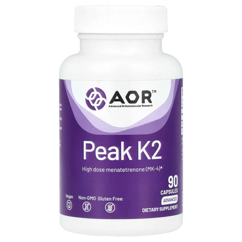 Advanced Orthomolecular Research AOR, Peak K2, 90 вегетарианских капсул