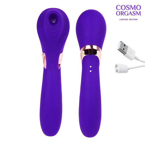 Фиолетовый вакуумный стимулятор 18,4см с вибрацией Bior Toys Cosmo CSM-23182