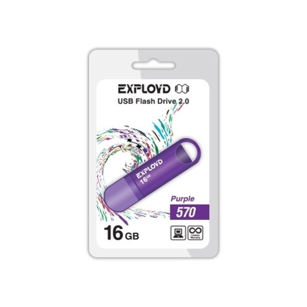 USB Флешка 16GB Exployd 570, USB 2.0, пурпурная