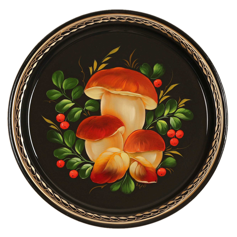 Жостовский поднос декоративный, размер 22 см (A5), металлический