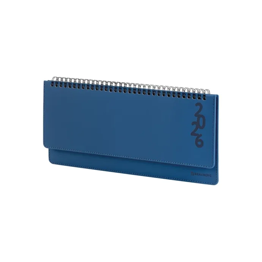 Планинг датированный 2026 305х140 мм BRAUBERG "Up", под кожу, синий, 117235