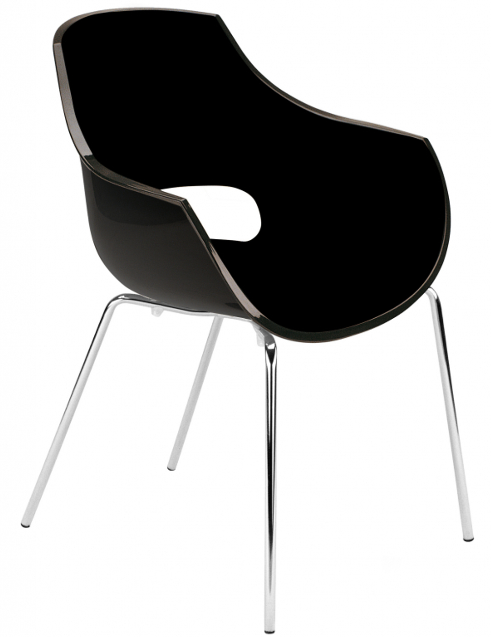 Кресло пластиковое Papatya Opal-ML, хромированный, черный