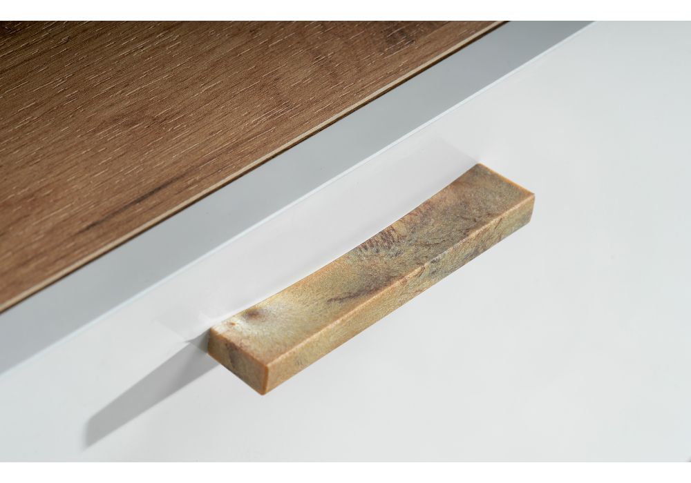 Письменный стол Эго Ст-3 на ножках 130х52,6х81,1 дуб крафт золотой / белый глянец