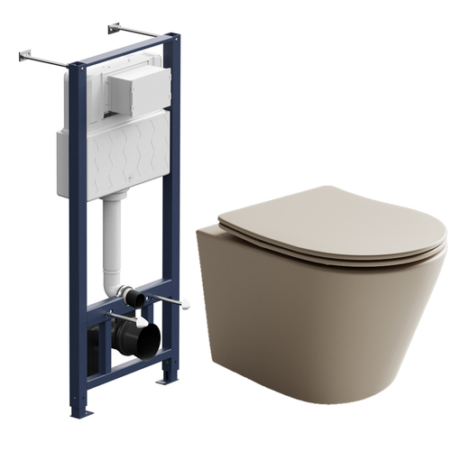 Комплект подвесной безободковый унитаз Ceramica Nova Balearica CN6000MC Капучино матовый с сиденьем Микролифт + инсталляция Am.Pm ProI 012704