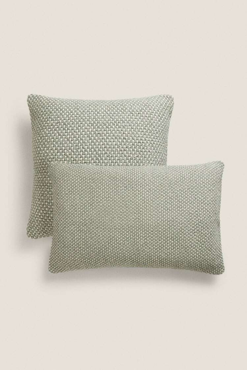 ZARA HOME ПЛЕТЕНЫЙ ЧЕХОЛ ДЛЯ ДЕКОРАТИВНОЙ ПОДУШКИ, СВЕТЛО-ЗЕЛЕНЫЙ