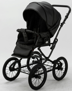 Детская коляска Adamex Porto Retro Deluxe 2 в 1 PO-SA02 (ЧЕРН.КОЖА)