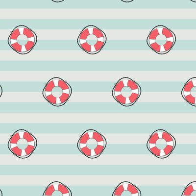 Летний морской паттерн со спасательным кругом