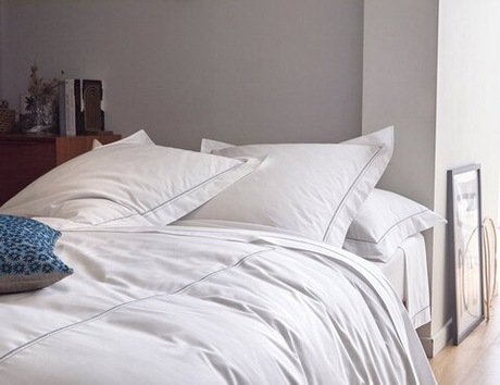 Постельное белье двуспальное евро Blanc des Vosges Histoire marine белое/синее