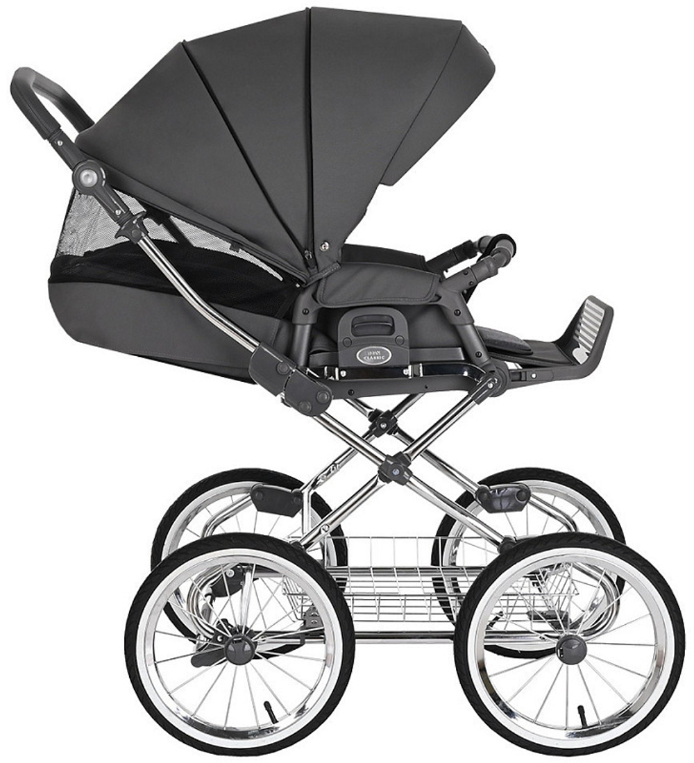 Детская коляска Roan Bass Next Classic d14 3 в 1 с автокреслом Avionaut Silver Black RCL253/1 Steel Grey