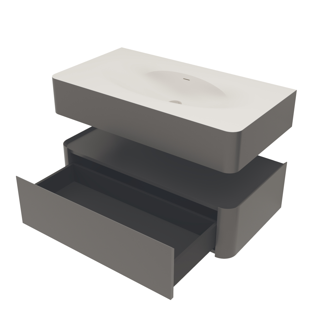 Тумба под раковину Vincea Caprise 1000 подвесная, 1 выкатной ящик soft close, серый матовый