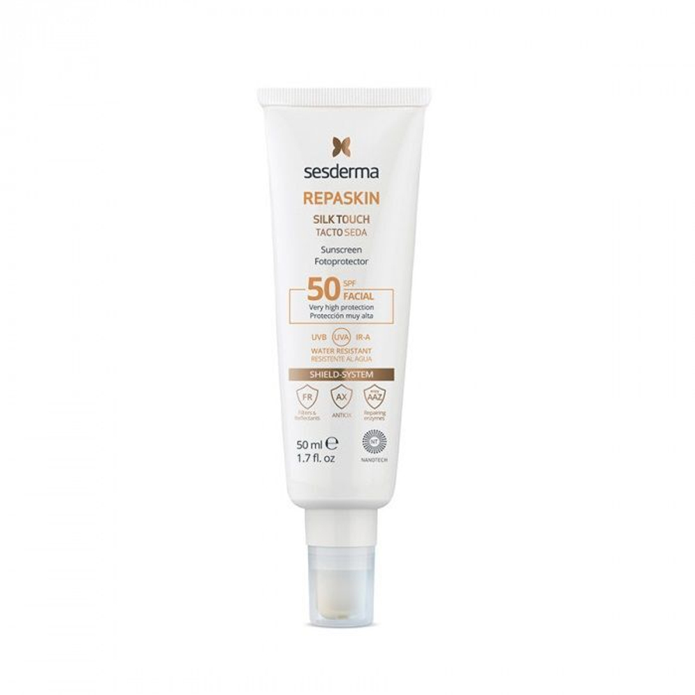 Sesderma REPASKIN SILK TOUCH Facial Sunscreen SPF 50 - Солнцезащитное средство для лица с нежностью шелка СЗФ 50, 50 мл