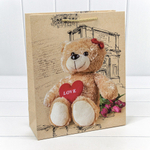 Пакет подарочный 26х32х10см Премиум "Мишки" (Микс)