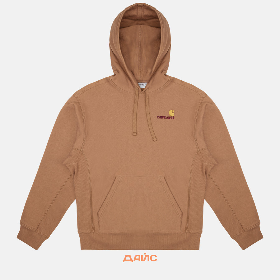 Толстовка мужская Carhartt WIP Hooded American Script артикул:I028279_hamilton_brown - купить в магазине Дайс