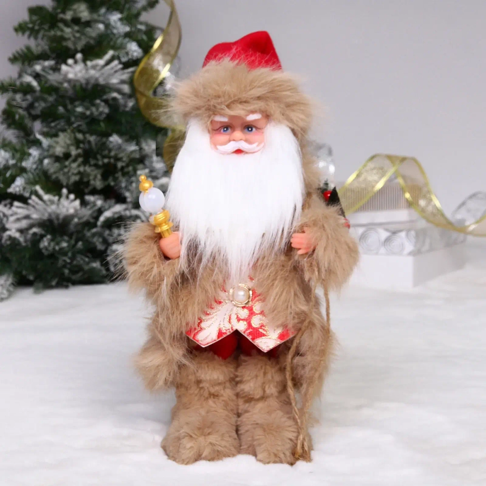 Дед Мороз - Лесовичок «Лесной гость» 30 см, Красный/бежевый