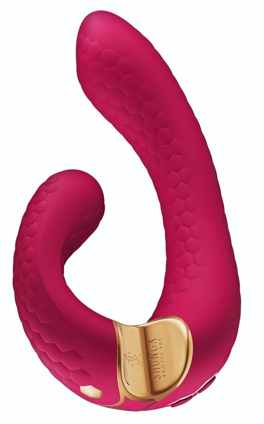 Малиновый гибкий вибростимулятор MIYO с двумя моторами - 18,5 см. (Цвет: малиновый)