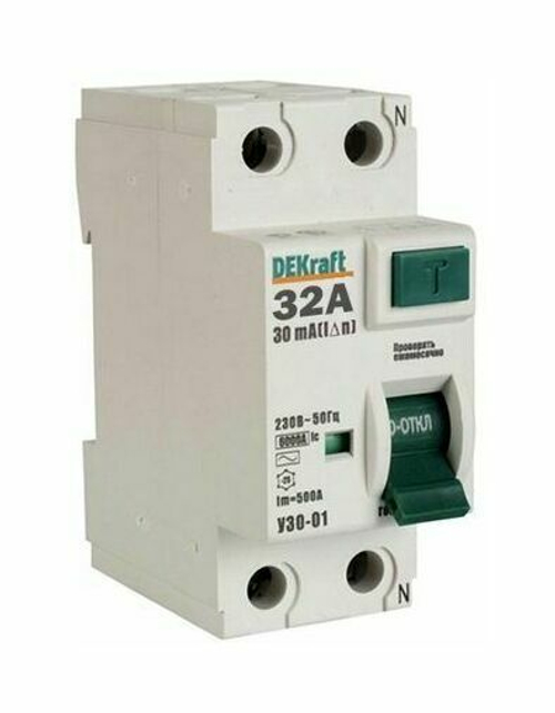 14055 Выключ.диф.тока 2п 32A-030 УЗО DEKraft