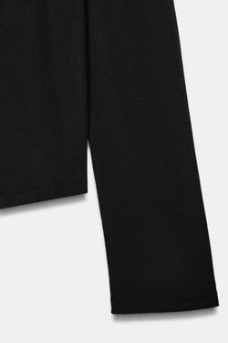 ZARA ПОЛУПРОЗРАЧНЫЙ ТОП С ДЛИННЫМИ РУКАВАМИ, ЧЕРНЫЙ