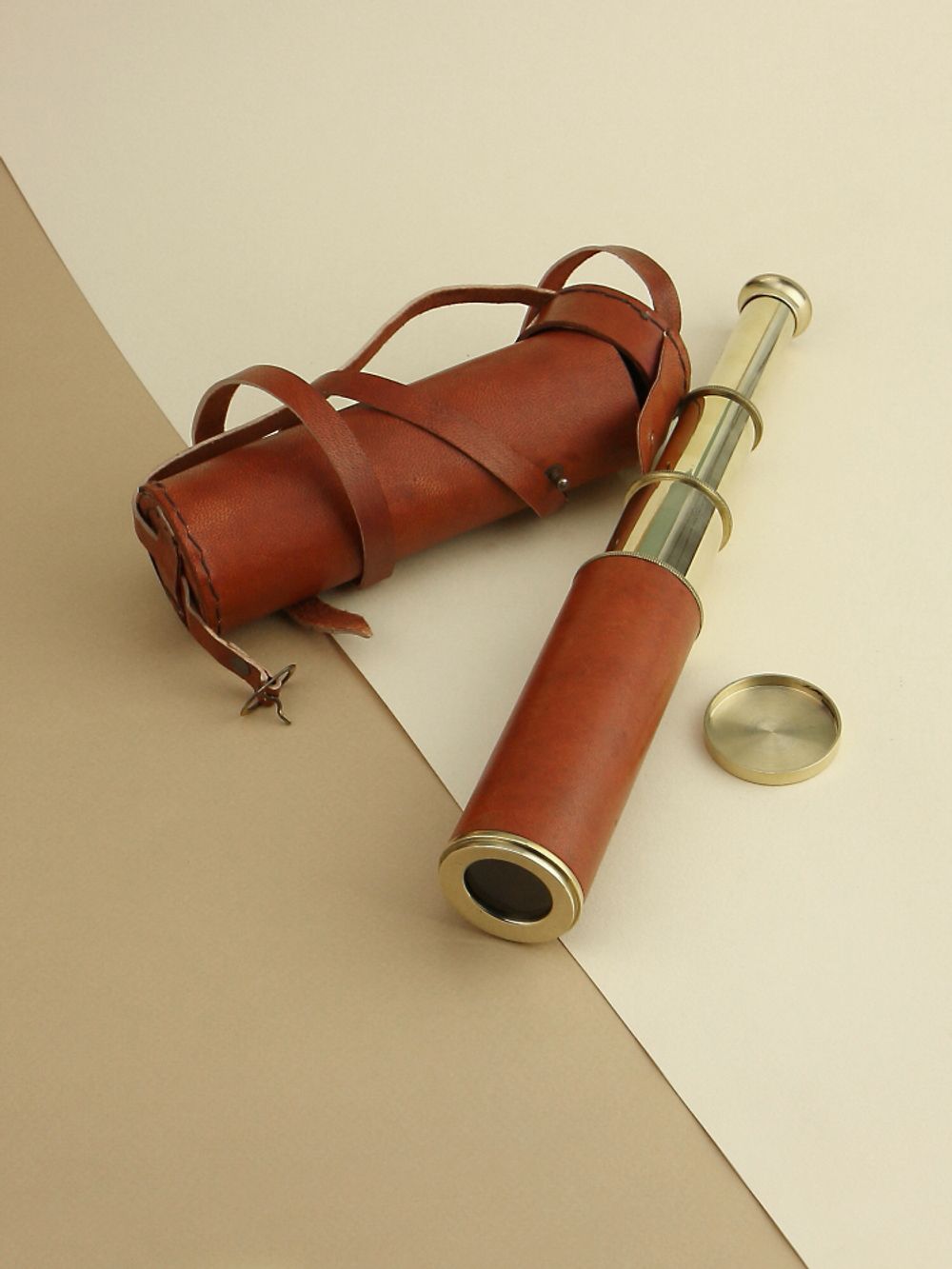 Nautical Подзорная труба в кожаном футляре