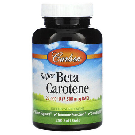 Антиоксиданты Carlson, Супер бета-каротин, 25 000 МЕ (15 мг), 250 желатиновых капсул