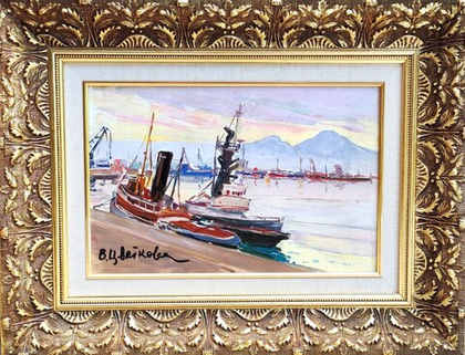 Картина Цветковой В.П. "Неаполь. Порт." картон/масло 40х30