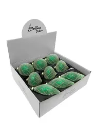 Набор винтажных стеклянных украшений Малахит зеленый в инее 80 мм., 9 шт., Christmas DeLuxe (13112)