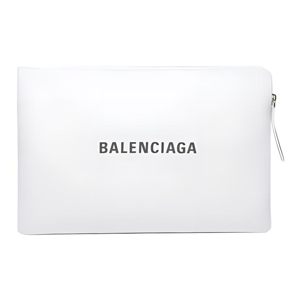Balenciaga Grain Cow Leather Clutch Large Women"s White