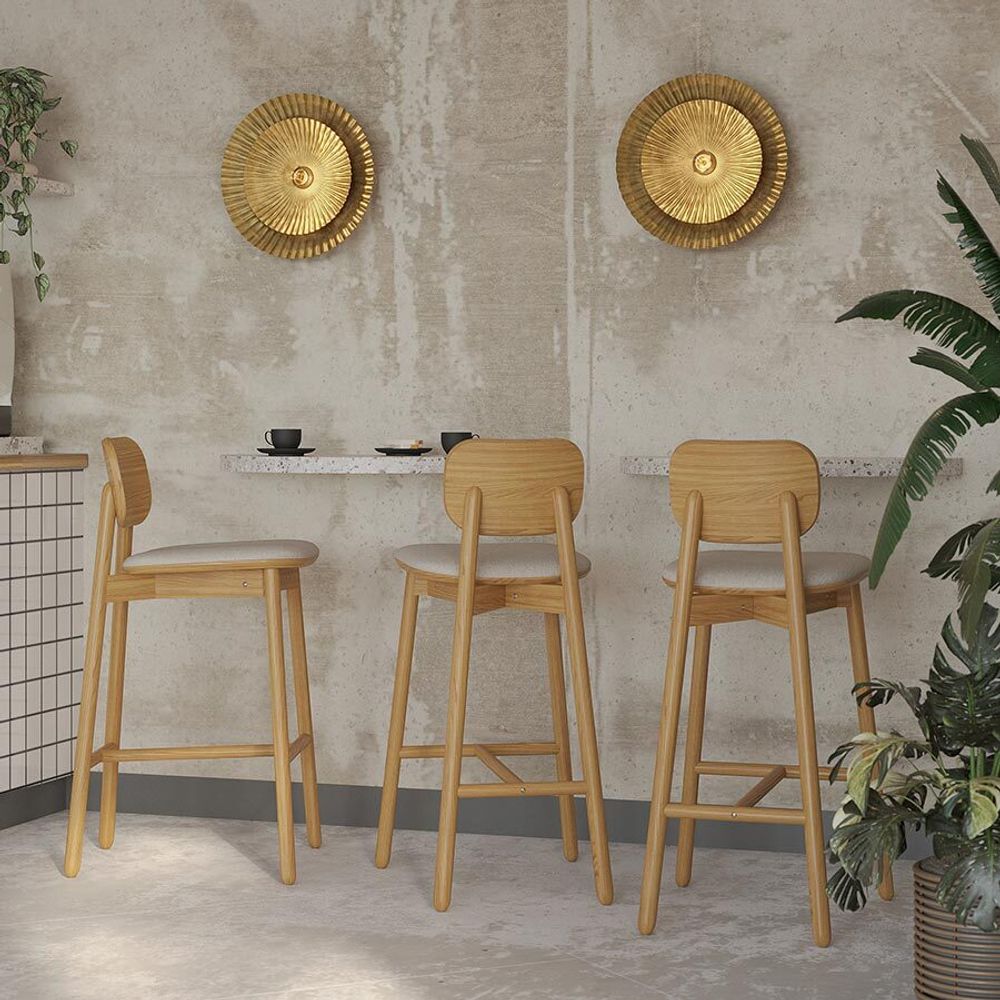 Стул барный Saga, рогожка, бежевый