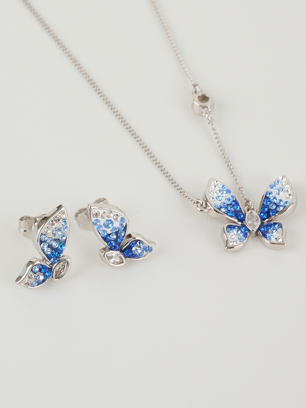 Колье Голубая бабочка с кристаллами Swarovski