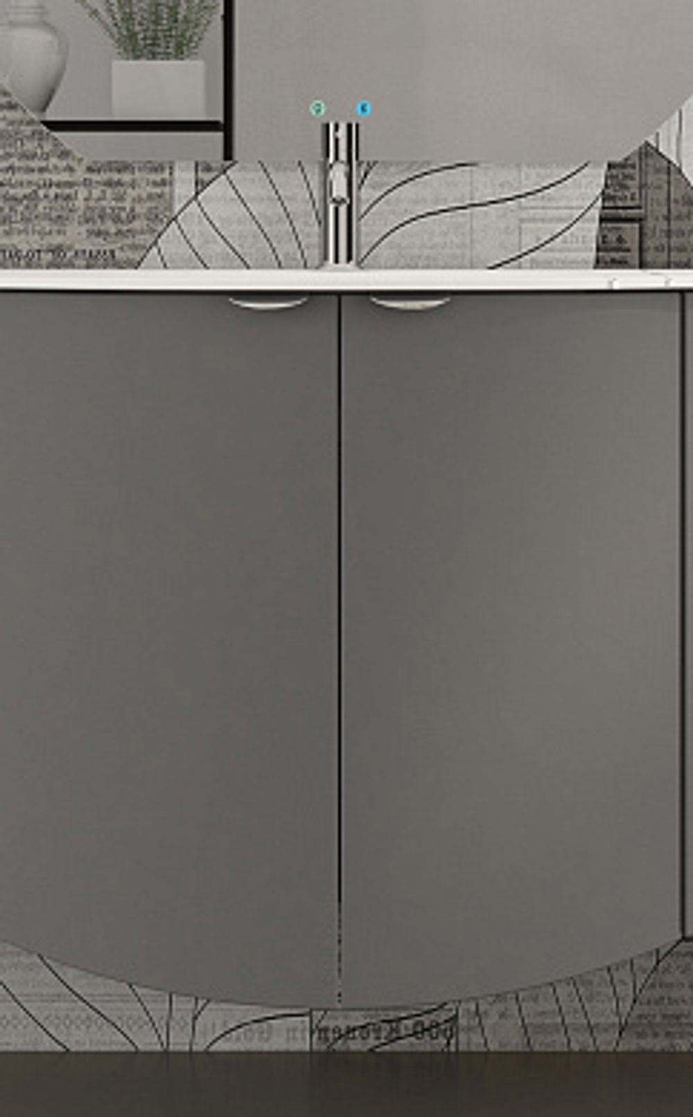 Мебель для ванной комнаты CEZARES RIALTO 104 см левосторонняя Grigio nuvola 55219 + 55220