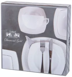 НАБОР ИЗ 2 ТАРЕЛОК ОБЕДЕННЫХ "ДИАМАНД ГОЛД" КВАДРАТ 24,5 СМ