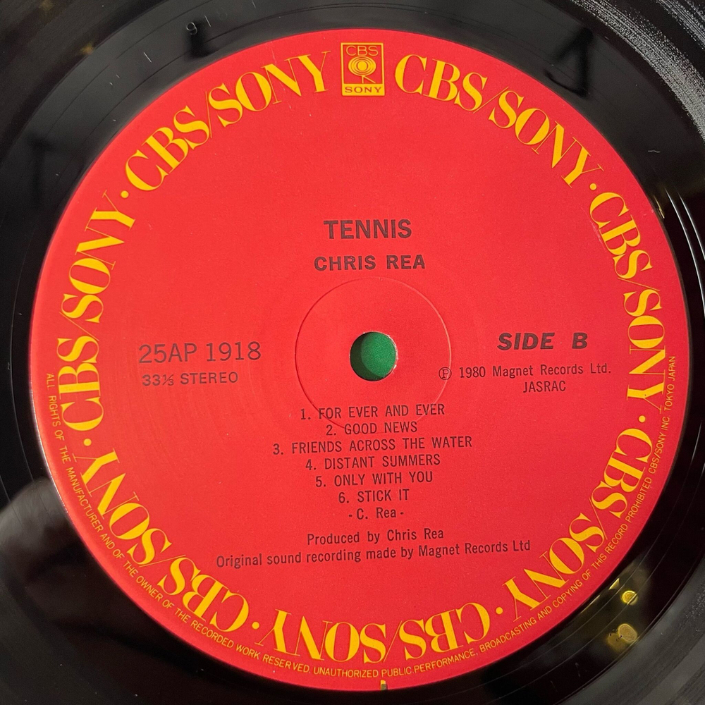 Винтажная виниловая пластинка LP Chris Rea Tennis (Japan 1980) (Obi) Sweet Kiss