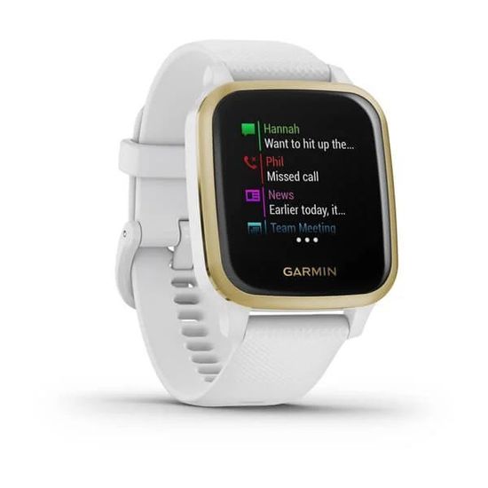 Умные часы Garmin Venu Sq белый с золотистым алюминиевым безелем и с силиконовым ремешком