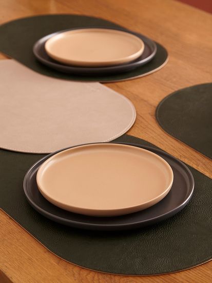 Набор из 4-х двухсторонних сервировочных салфеток pool, 30х45 см, зеленый/бежевый