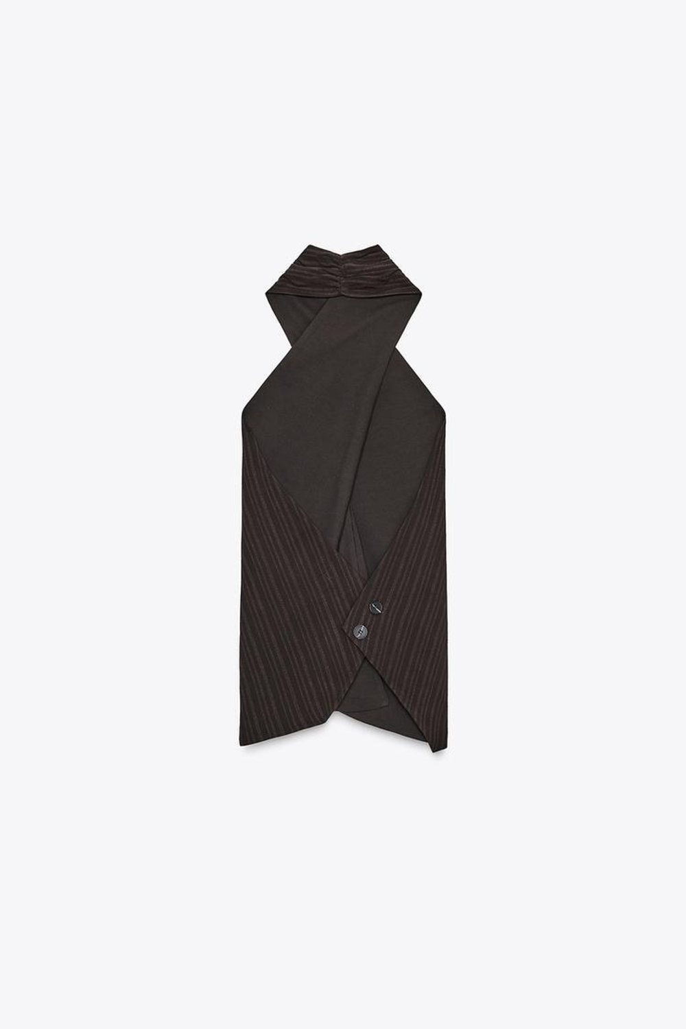 ZARA ТОП ХАЛТЕР В ПОЛОСКУ, ТЕМНО-КОРИЧНЕВЫЙ