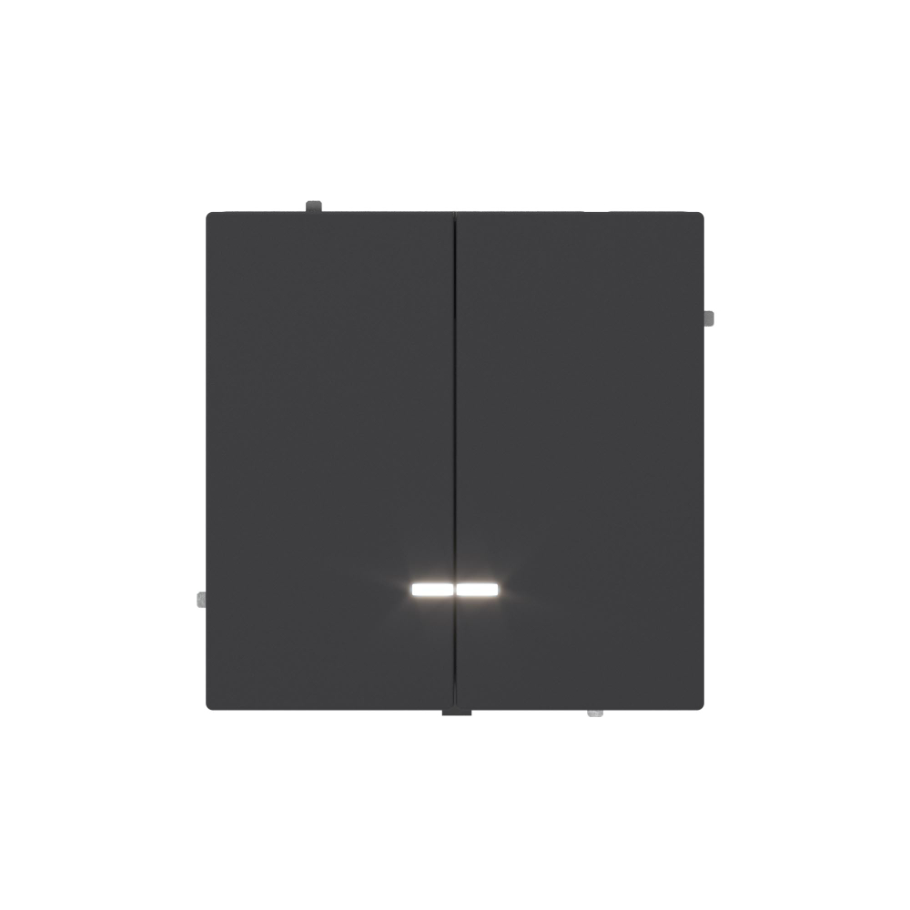 Выключатель двухклавишный с подсветкой, KANT, черный уголь