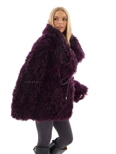 Бордовая шуба из овчины калган