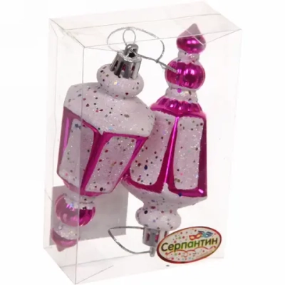 Ёлочные игрушки «Фонарик» 11 см (набор 2 шт), фуксия