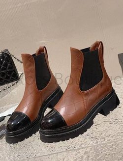 Коричневые стеганные ботинки челси Chanel премиум класса