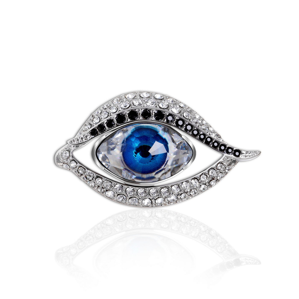 "Уаджет" брошь в родиевом покрытии из коллекции "Vision" от Jenavi с замком булавка