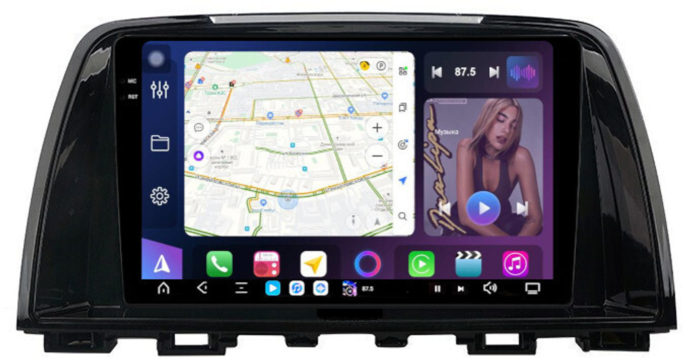 Магнитола для Mazda 6 GJ 2012-2014 - FarCar XXL3012M монитор 9.5" 2K QLED на Android 14, TS20, 8+256Гб, CarPlay, 4G SIM-слот