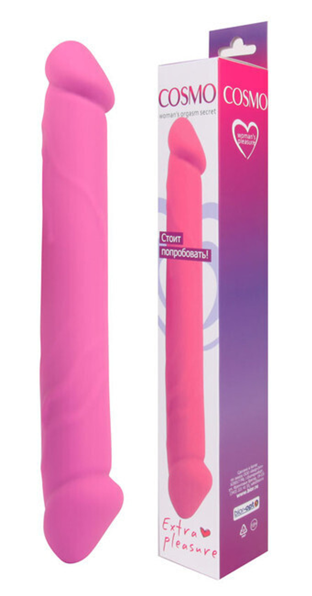 Небольшой двухголовый фаллос-стимулятор Cosmo Extra pleasure, (23 см) (Цвет: розовый)