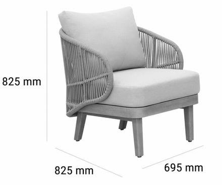 Кресло лаунж плетеное с подушками Tagliamento Mali, натуральный