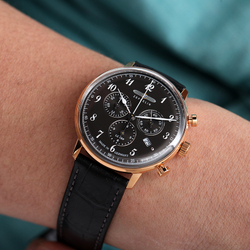 ZEPPELIN Hindenburg Collection Quartz Movement Men"s Watches Watch 40mm Black Dial Stainless Steel Case