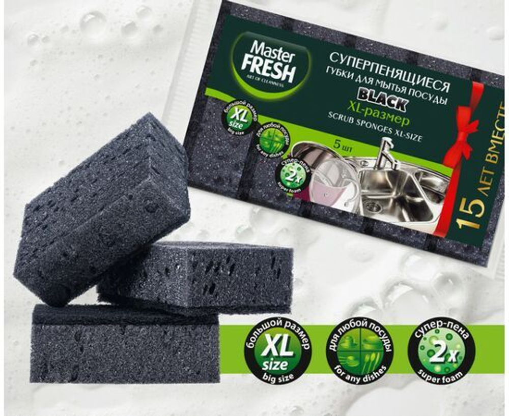 Губка поролон/абразив Master Fresh XL (100х70х33мм) 5шт.