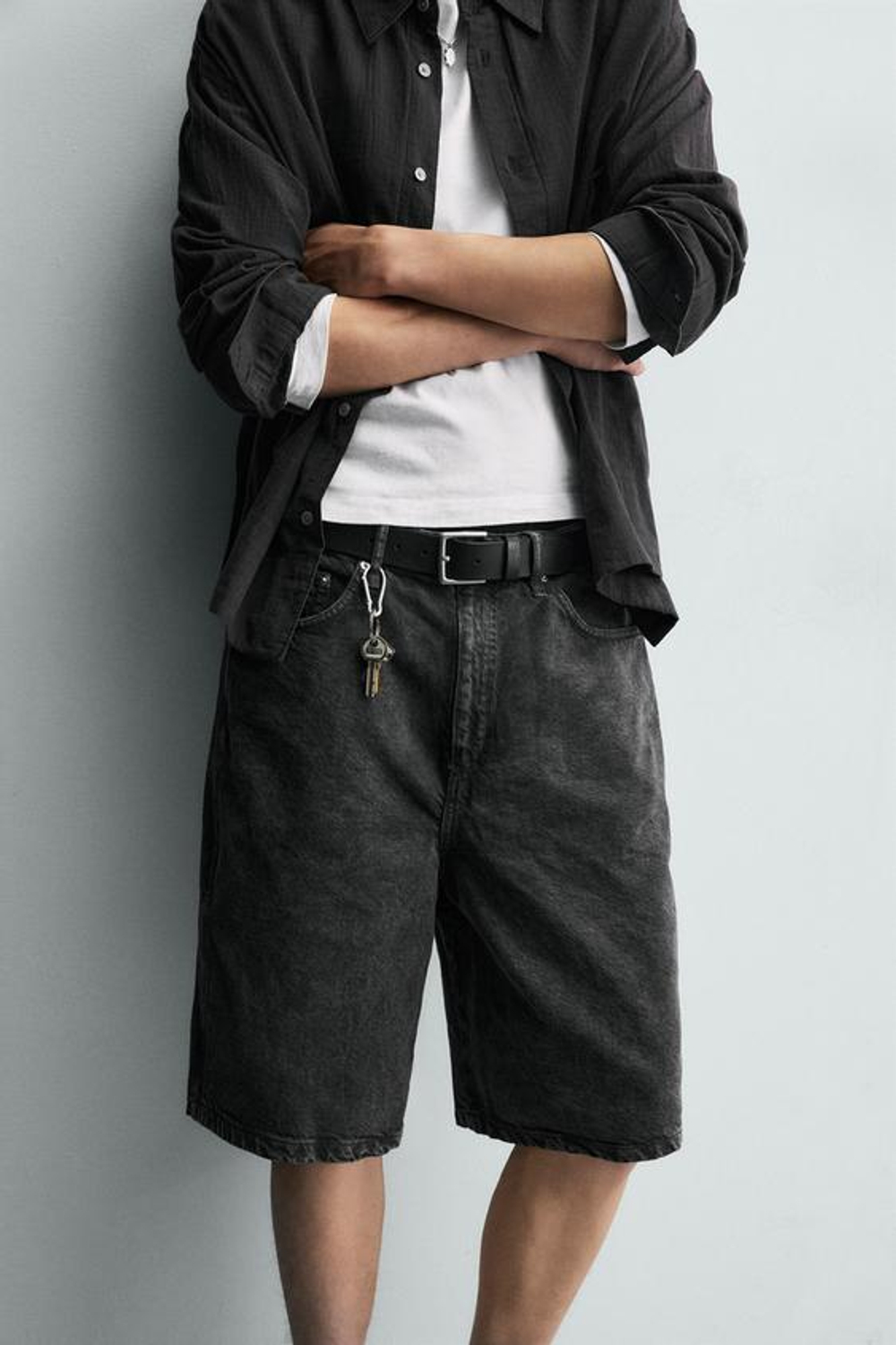 ZARA ШОРТЫ BAGGY FIT, УГОЛЬНЫЙ
