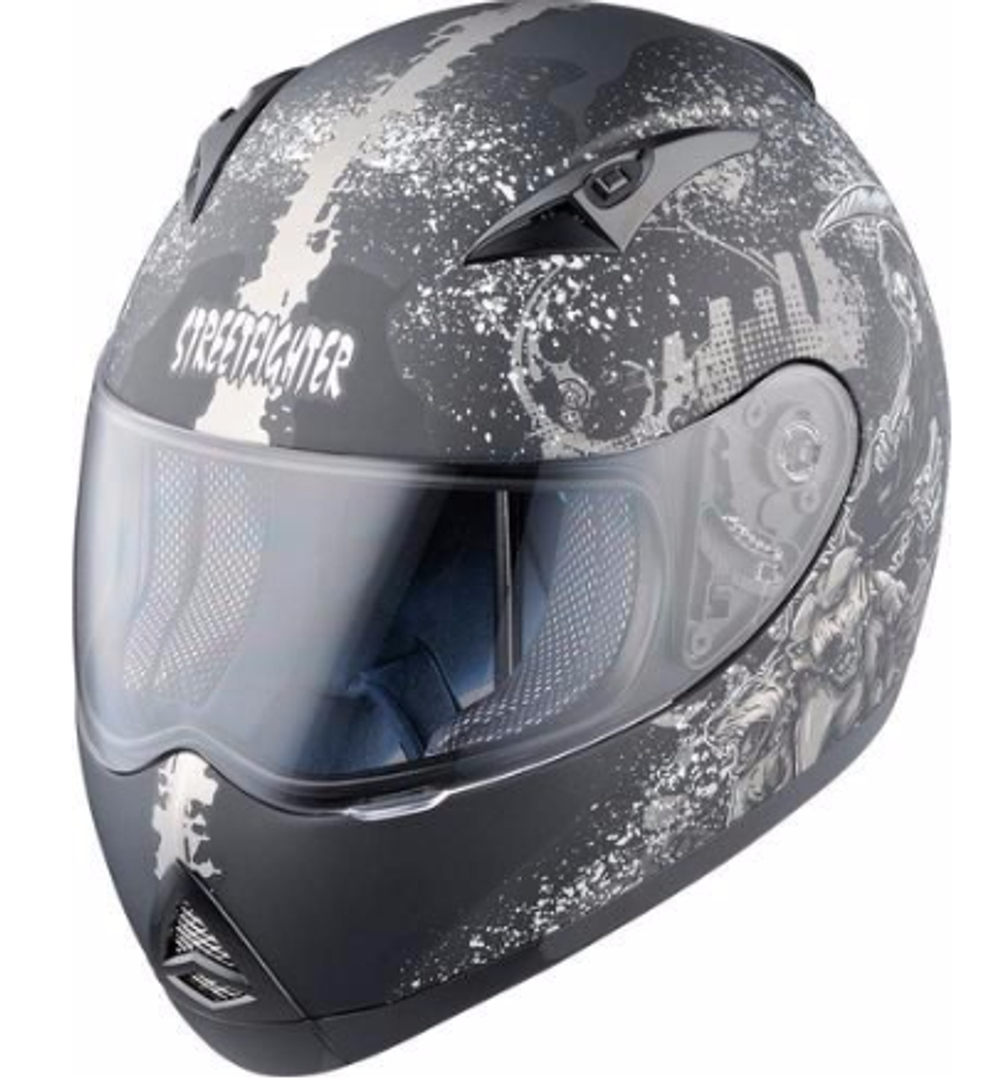 STREETFIGHTER TRANSFORMER HELMET (с косой, матовый, черно-серый)