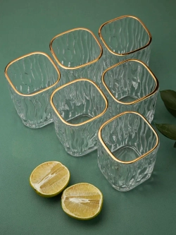 Набор бокалов под дерево, 200 мл. 6 шт. золотая кайма