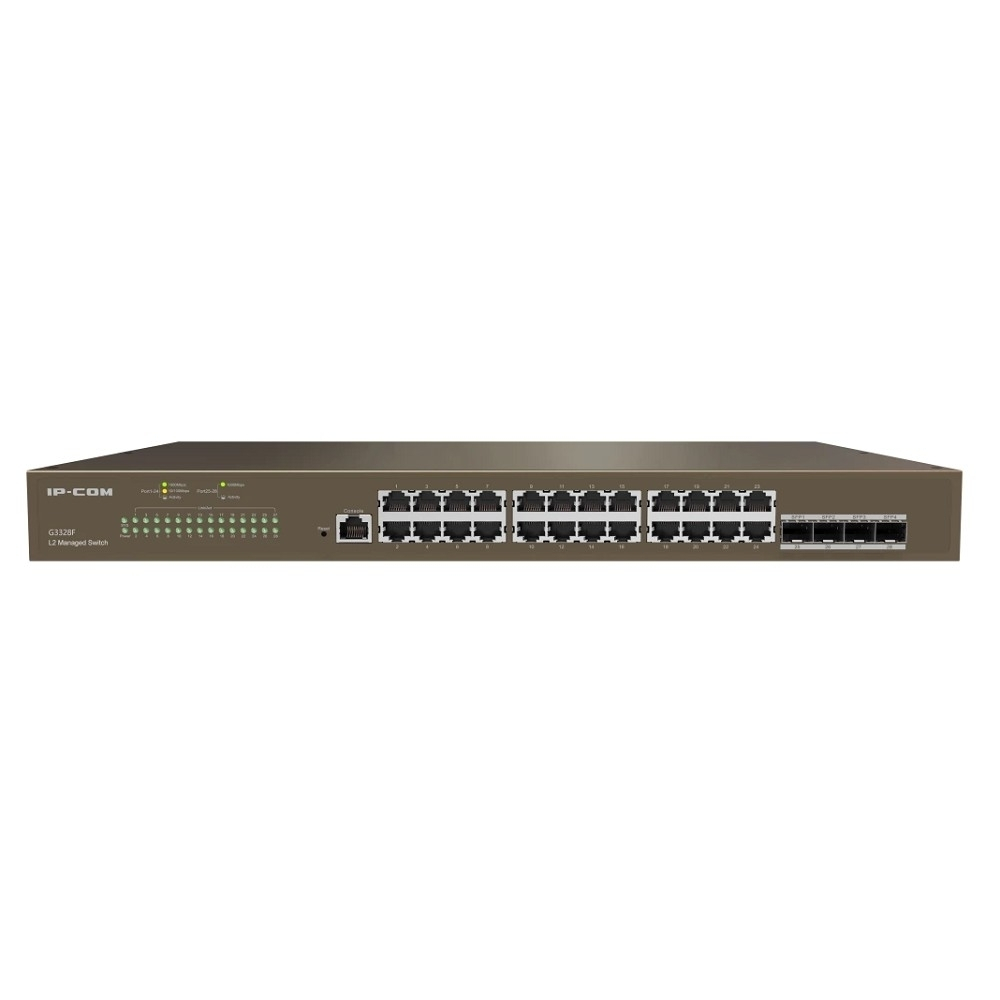 Коммутатор IP-COM G3328F Коммутатор управляемый в стойку, 24*1Gbit RJ45, 4*SFP 1Gbit, console port